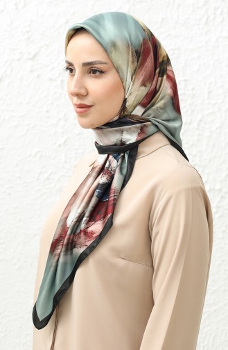 Karaca Desenli Rayon Eşarp 81012-07 Siyah Su Yeşili