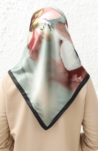 Karaca Desenli Rayon Eşarp 81012-07 Siyah Su Yeşili