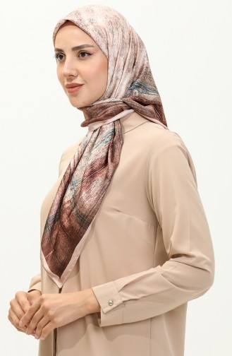 Karaca Patterned Rayon Scarf 81013-04 Mink Brown 81013-04