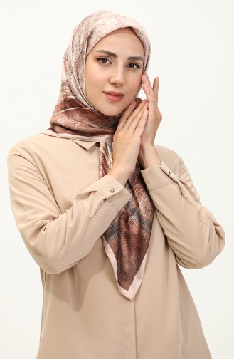 Karaca Patterned Rayon Scarf 81013-04 Mink Brown 81013-04