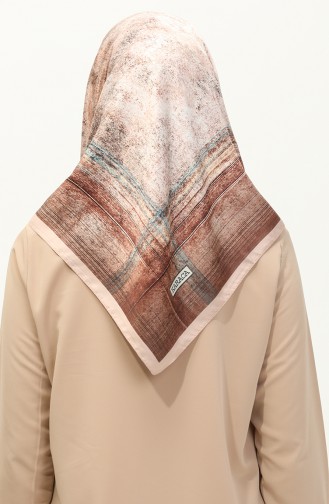 Karaca Patterned Rayon Scarf 81013-04 Mink Brown 81013-04