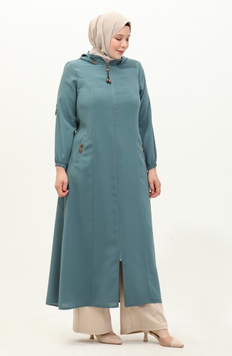 Abaya in Übergröße mit Kapuze 6106-01 Mintgrün 6106-01