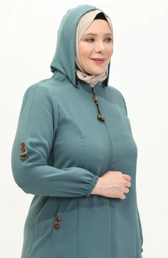 عباية بقبعة مقاس كبير 6106-01 أخضر مينت 6106-01