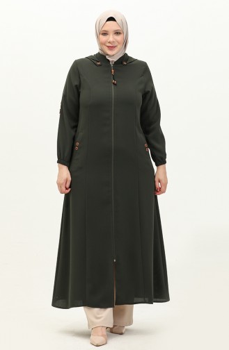 Abaya in Übergröße mit Kapuze 6106-02 Khaki 6106-02