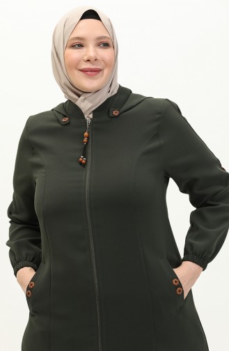 Abaya à Capuche Grande Taille 6106-02 Khaki 6106-02