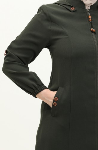 Abaya à Capuche Grande Taille 6106-02 Khaki 6106-02