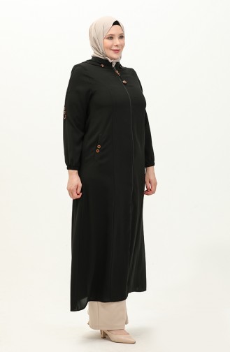 Abaya in Übergröße mit Kapuze 6106-03 Schwarz 6106-03