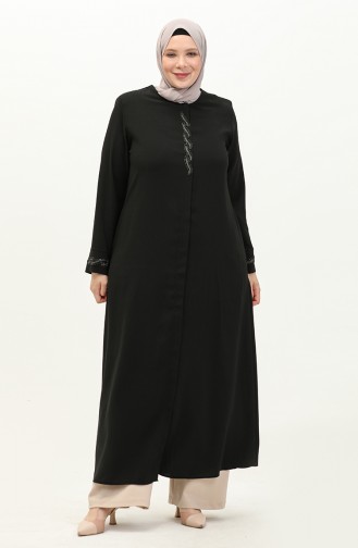 Abaya in Übergröße aus Stein 6126-02 Schwarz 6126-02