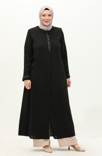 Abaya in Übergröße aus Stein 6126-02 Schwarz 6126-02