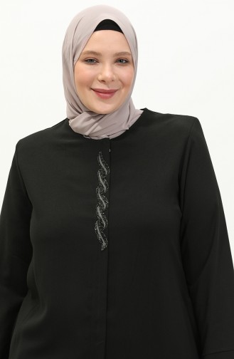 Abaya in Übergröße aus Stein 6126-02 Schwarz 6126-02