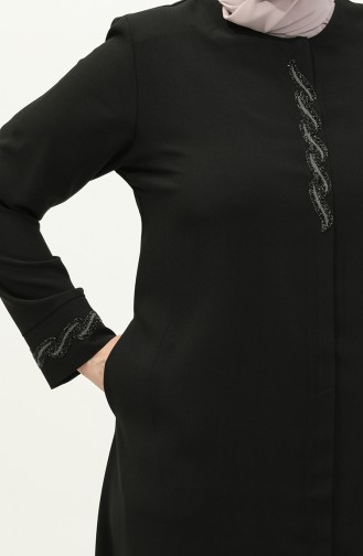 Abaya in Übergröße aus Stein 6126-02 Schwarz 6126-02