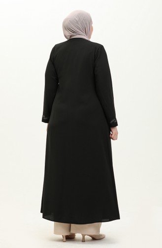 Abaya in Übergröße aus Stein 6126-02 Schwarz 6126-02