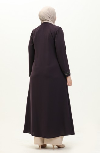 Plus Size Stone Abaya 6126-05 Purple 6126-05