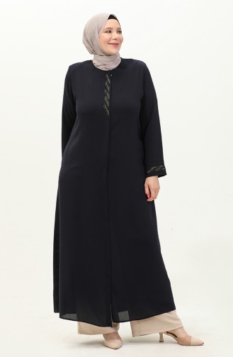 Übergroße Abaya aus Stein 6126-06 Marineblau 6126-06