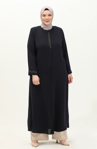 Übergroße Abaya aus Stein 6126-06 Marineblau 6126-06