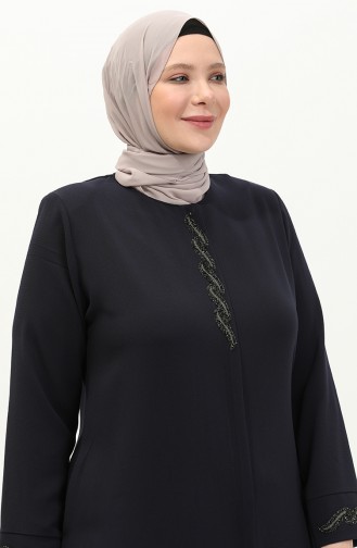 Plus Size Stone Abaya 6126-06 Navy Blue 6126-06