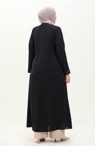 Übergroße Abaya aus Stein 6126-06 Marineblau 6126-06