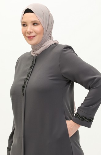 Plus Size Stone Abaya 6126-07 Anthracite 6126-07