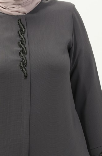 Plus Size Stone Abaya 6126-07 Anthracite 6126-07