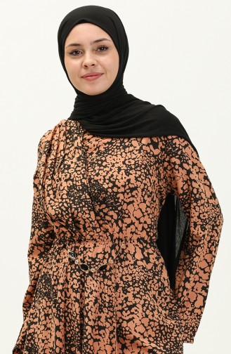 طقم ثنائي منقوش قطن تيري تونيك بنطلون 80153-01 بصلي 80153-01