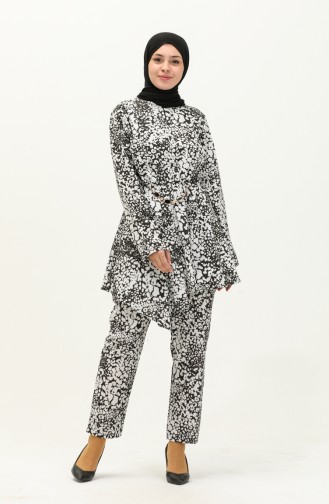 Terry Cotton Patterned Two Piece Suit 80153-04 white 80153-04