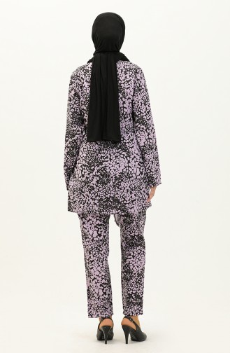 Terry Cotton Patterned Two Piece Suit 80153-06 Lilac 80153-06