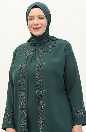 Plus Size Stone Printed Dress 6127-01 Emerald Green 6127-01
