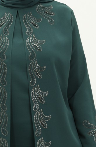 Plus Size Stone Printed Dress 6127-01 Emerald Green 6127-01