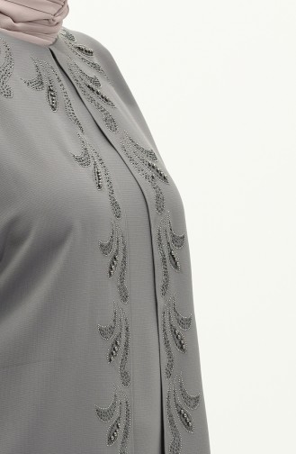 Robe Imprimée Pierre de Grande Taille 6127-02 Gris 6127-02