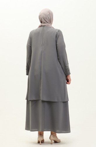 Robe Imprimée Pierre de Grande Taille 6127-02 Gris 6127-02