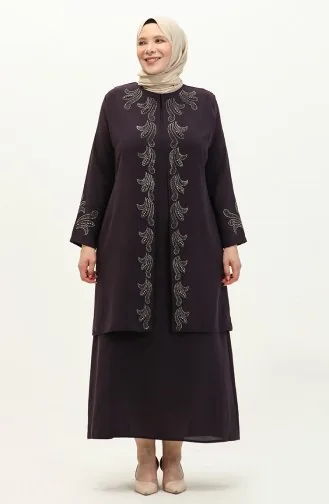 Robe Imprimée Pierre Grande Taille 6127-05 Pourpre 6127-05