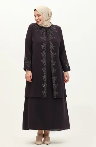 Robe Imprimée Pierre Grande Taille 6127-05 Pourpre 6127-05