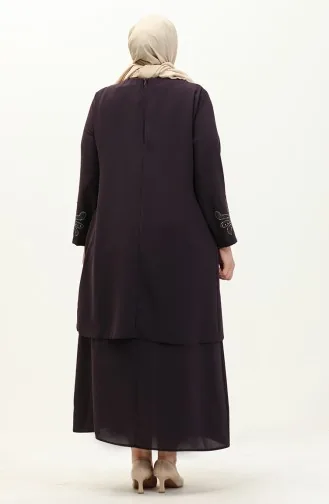 Robe Imprimée Pierre Grande Taille 6127-05 Pourpre 6127-05