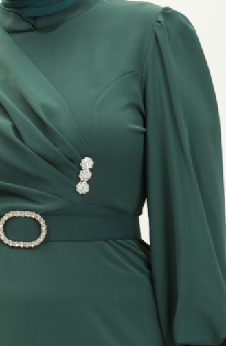 Klassisches Kleid mit Gürtel in Übergröße 2008-05 Smaragdgrün 2008-05