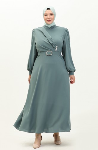 Klassisches Kleid mit Gürtel in Übergröße 2008-06 Mintgrün 2008-06