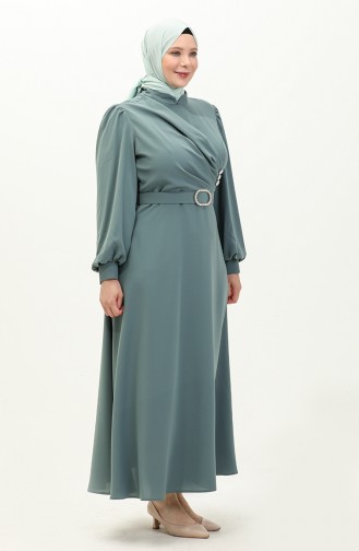 Klassisches Kleid mit Gürtel in Übergröße 2008-06 Mintgrün 2008-06