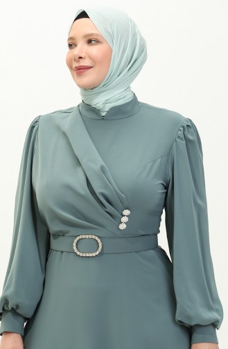 Klassisches Kleid mit Gürtel in Übergröße 2008-06 Mintgrün 2008-06