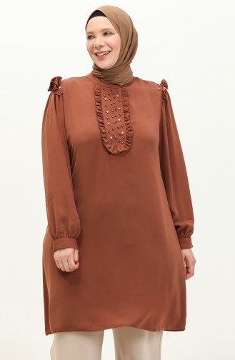 Fırfırlı Taşlı Tunik 2013-03 Taba