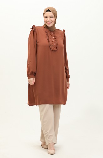 Fırfırlı Taşlı Tunik 2013-03 Taba