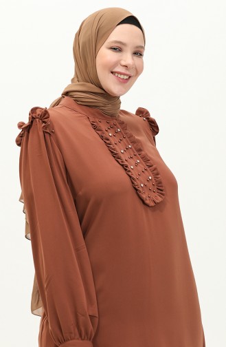 Fırfırlı Taşlı Tunik 2013-03 Taba