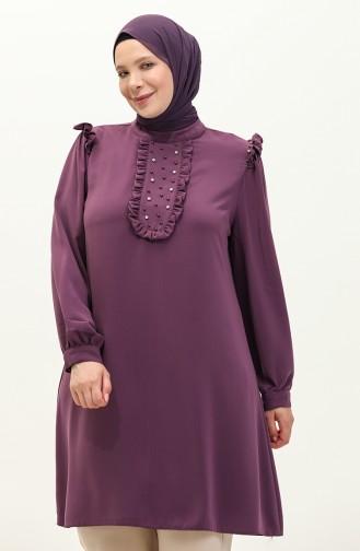 Fırfırlı Taşlı Tunik 2013-04 Mor