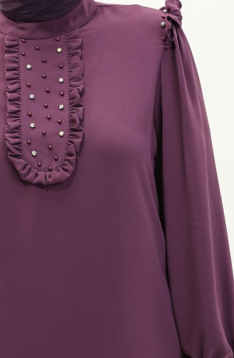 Fırfırlı Taşlı Tunik 2013-04 Mor