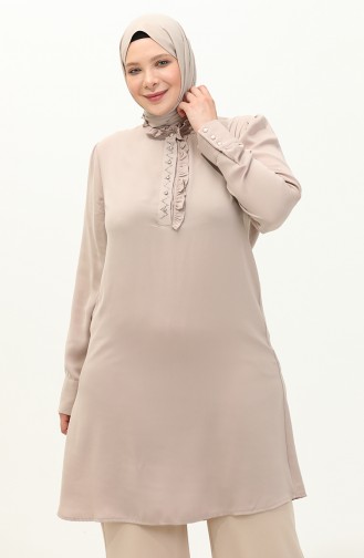 Geraffte Tunika in Übergröße 2041-01 Beige 2041-01