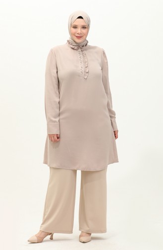 Geraffte Tunika in Übergröße 2041-01 Beige 2041-01