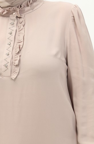 Geraffte Tunika in Übergröße 2041-01 Beige 2041-01