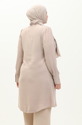 Geraffte Tunika in Übergröße 2041-01 Beige 2041-01
