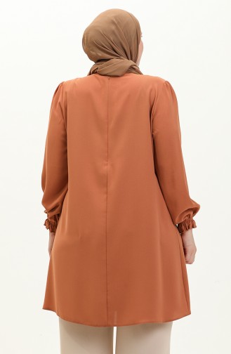 Plus Size Brooch Tunic 2049-03 Tan 2049-03