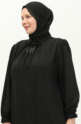 Plus Size Brooch Tunic 2049-04 Black 2049-04