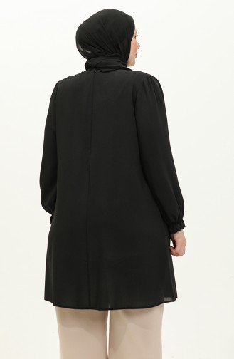 Plus Size Brooch Tunic 2049-04 Black 2049-04