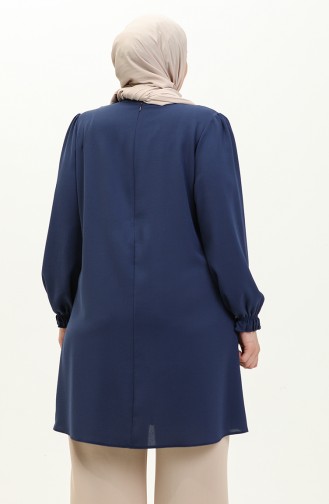 Büyük Beden Broşlu Tunik 2049-06 İndigo